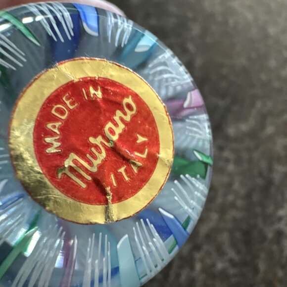 Vtg Murano Egg Shape Multi-Color Ribbon Latticino Glass Paperweight GORGEOUS - Picture 3 of 10